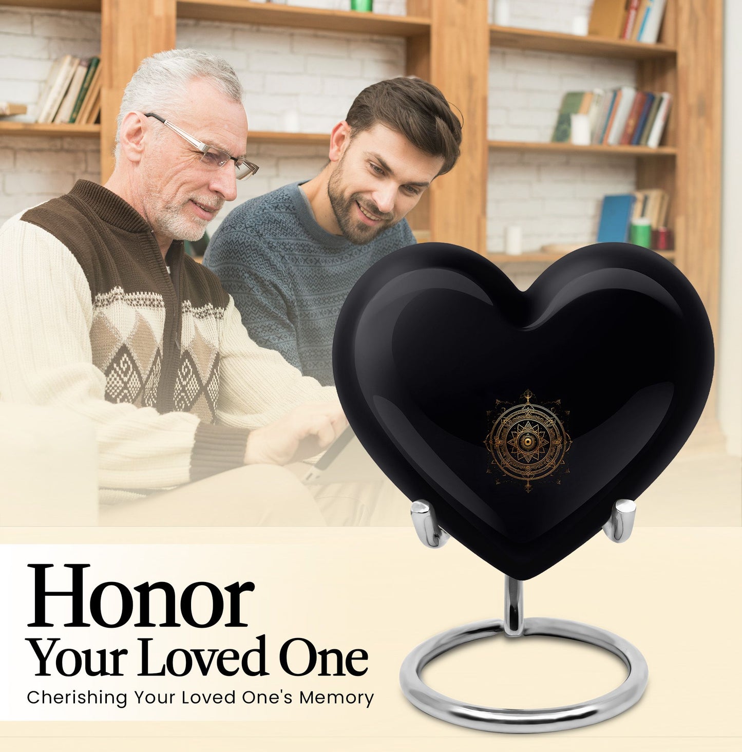 Heart-shaped zodiac-themed cremation urn
