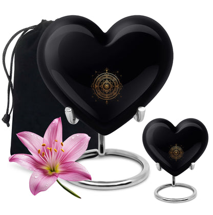 Heart-shaped zodiac-themed cremation urn
