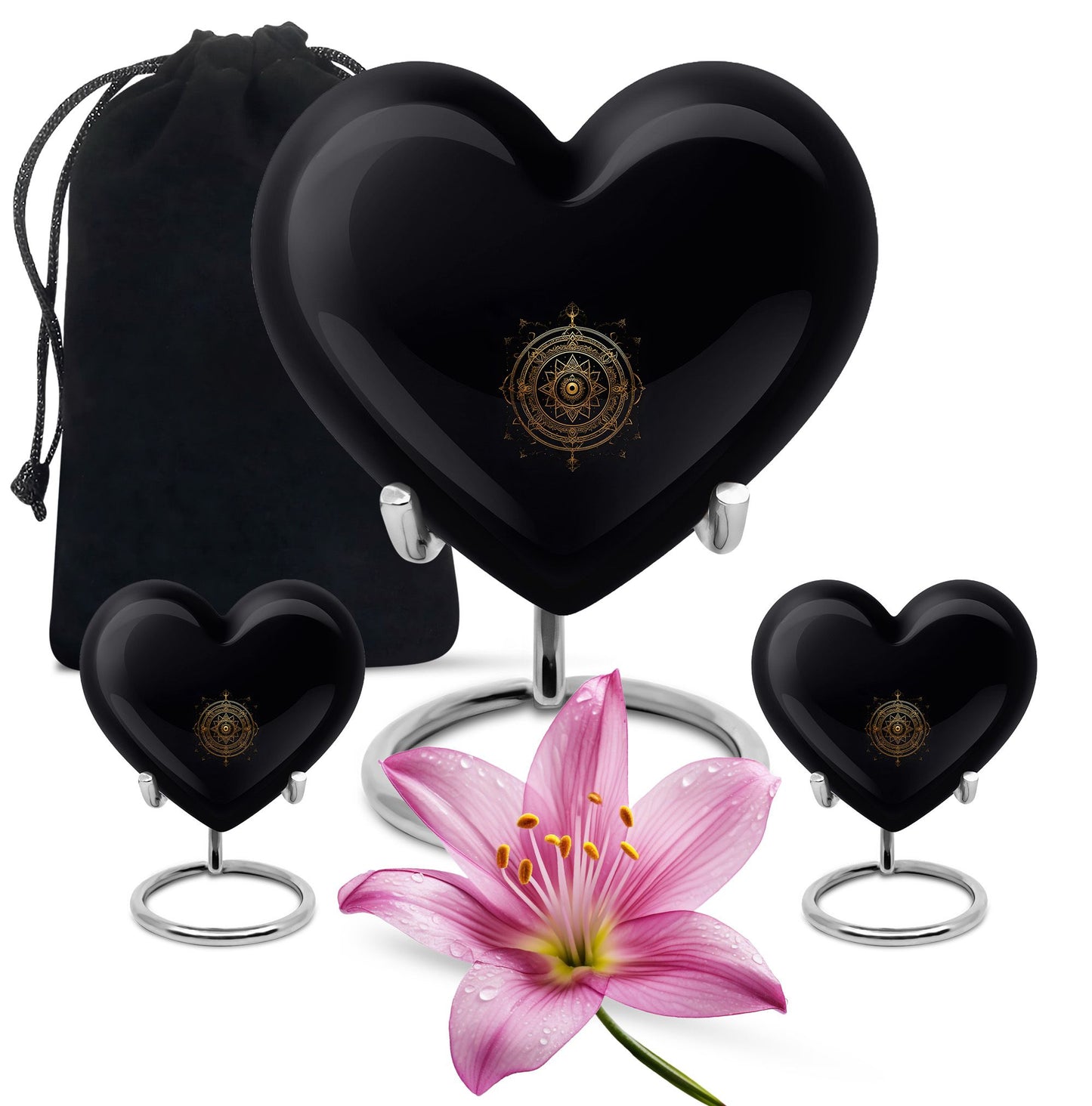 Heart-shaped zodiac-themed cremation urn