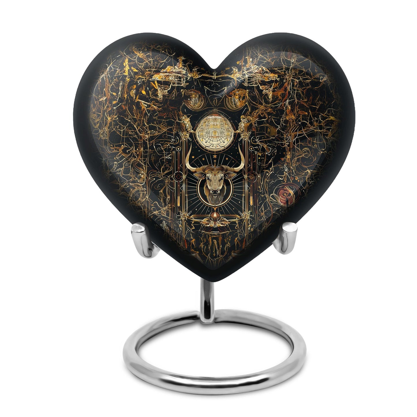 Zodiac themed 10 inch heart-shaped urn
