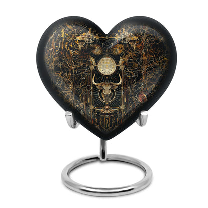 Zodiac themed 10 inch heart-shaped urn