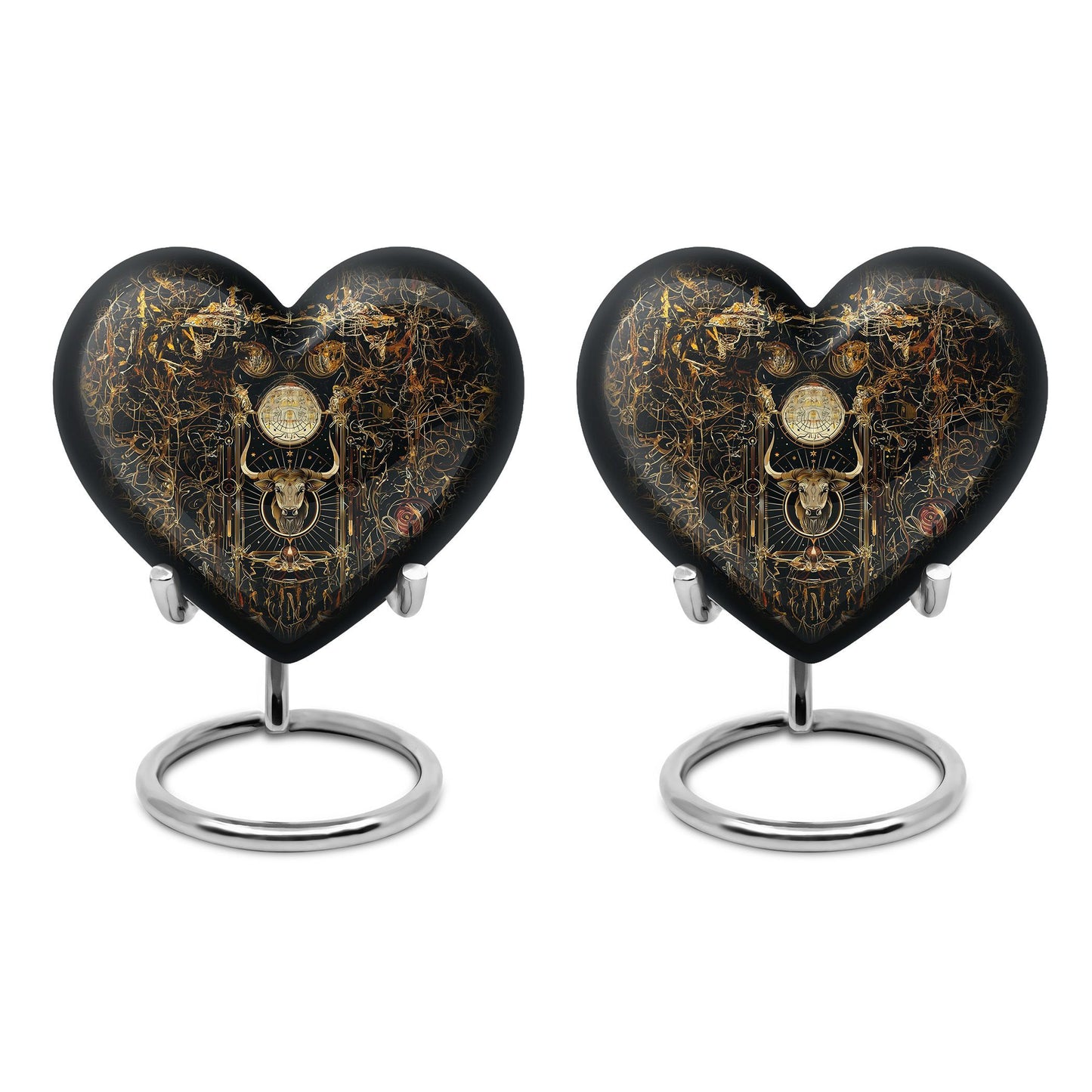 Zodiac themed 10 inch heart-shaped urn
