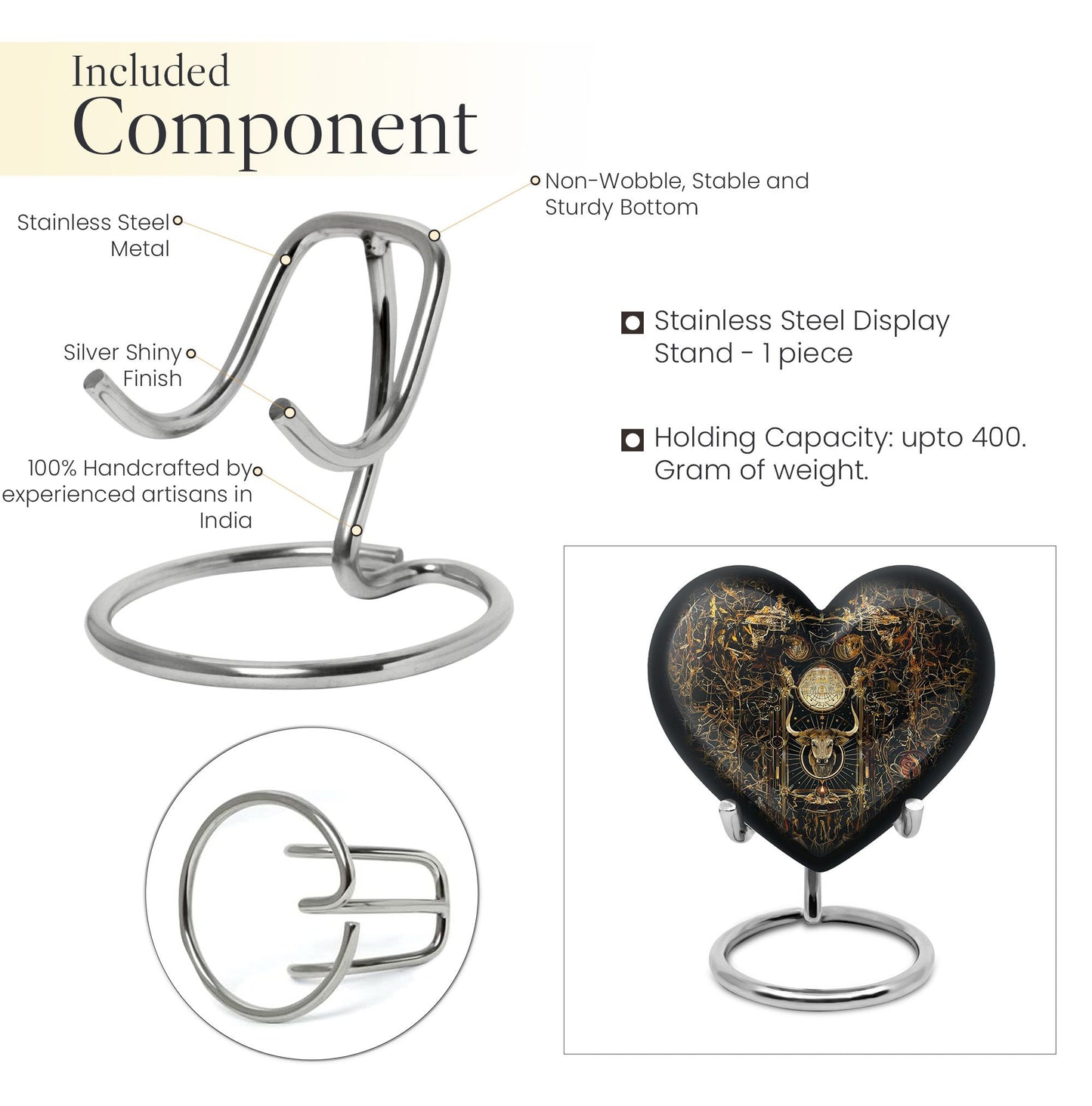 Zodiac themed 10 inch heart-shaped urn