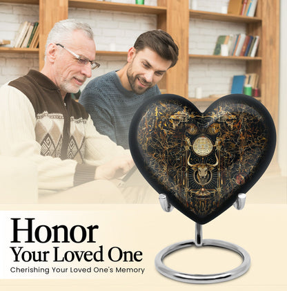 Zodiac themed 10 inch heart-shaped urn