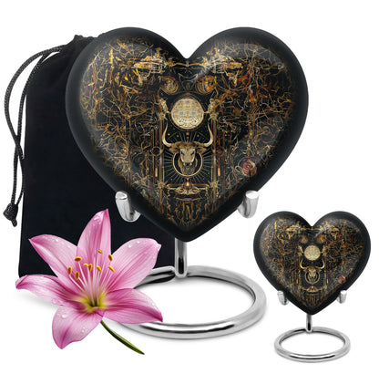 Zodiac themed 10 inch heart-shaped urn