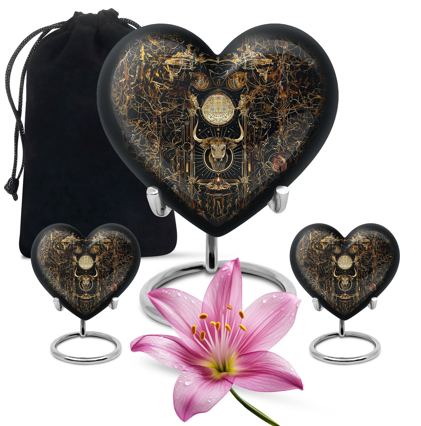Zodiac themed 10 inch heart-shaped urn