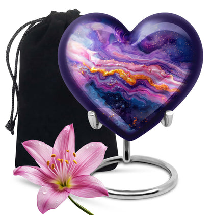 vibrant swirl heart urn for adult ashes