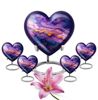 vibrant swirl heart urn for adult ashes