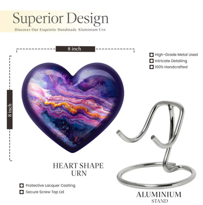 vibrant swirl heart urn for adult ashes