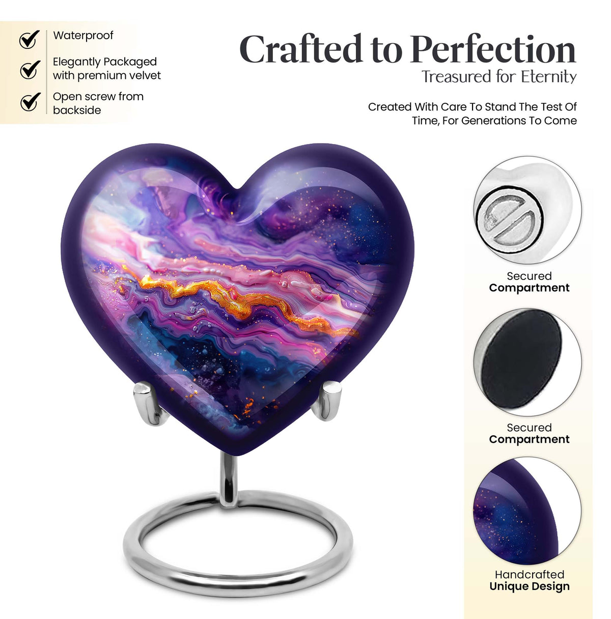 vibrant swirl heart urn for adult ashes