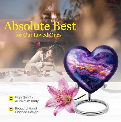 vibrant swirl heart urn for adult ashes