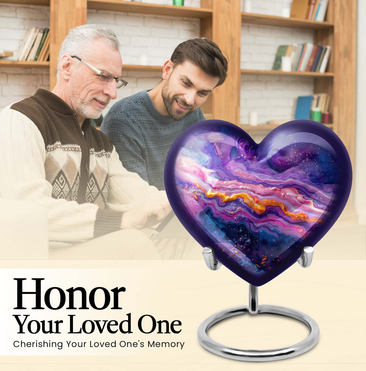 vibrant swirl heart urn for adult ashes