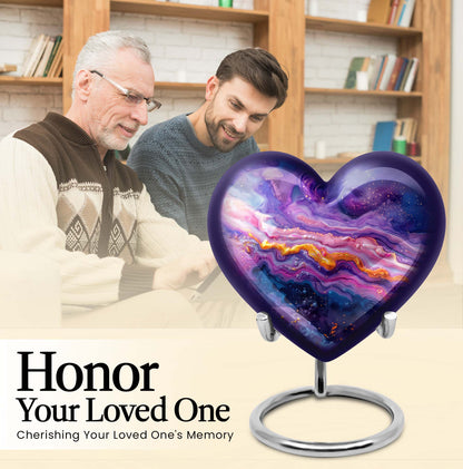 vibrant swirl heart urn for adult ashes