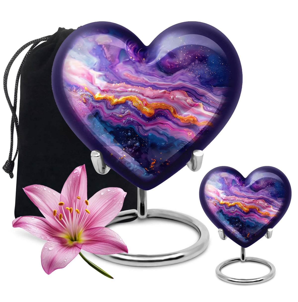 vibrant swirl heart urn for adult ashes