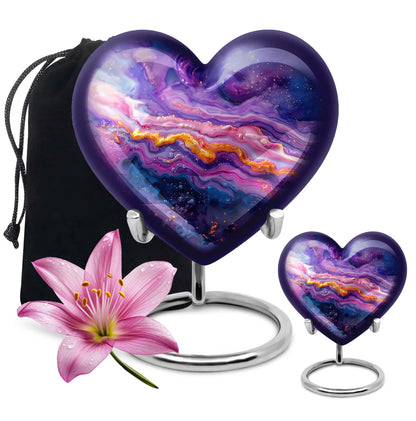 vibrant swirl heart urn for adult ashes