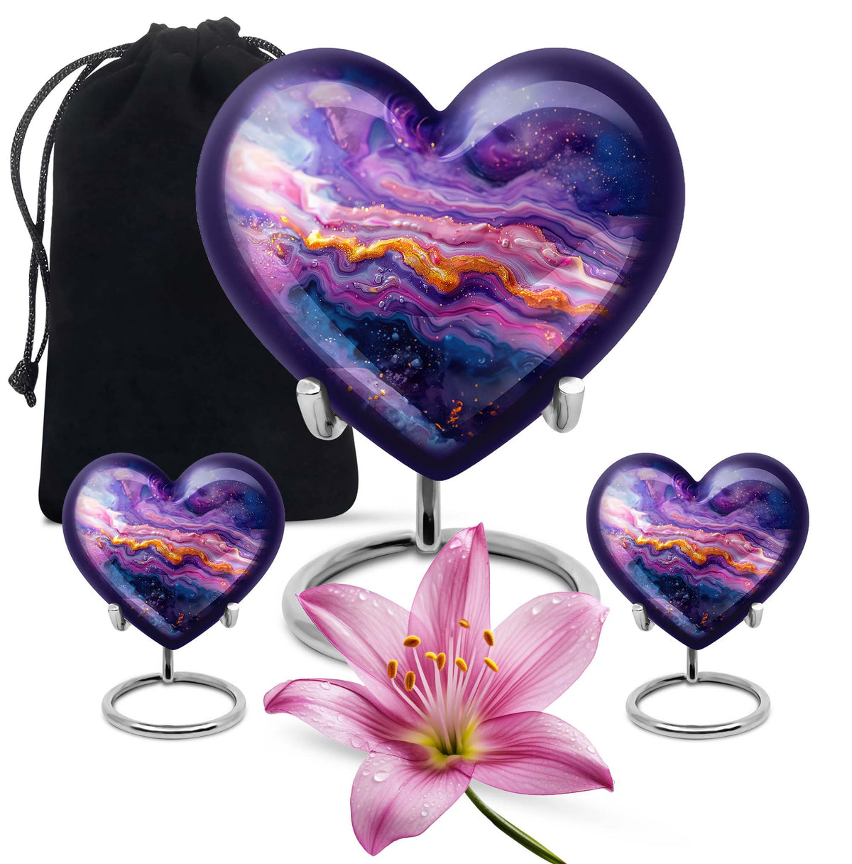 vibrant swirl heart urn for adult ashes