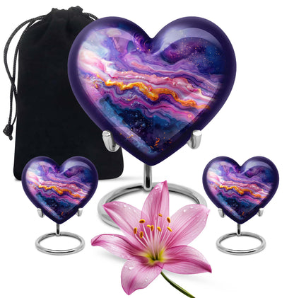 vibrant swirl heart urn for adult ashes