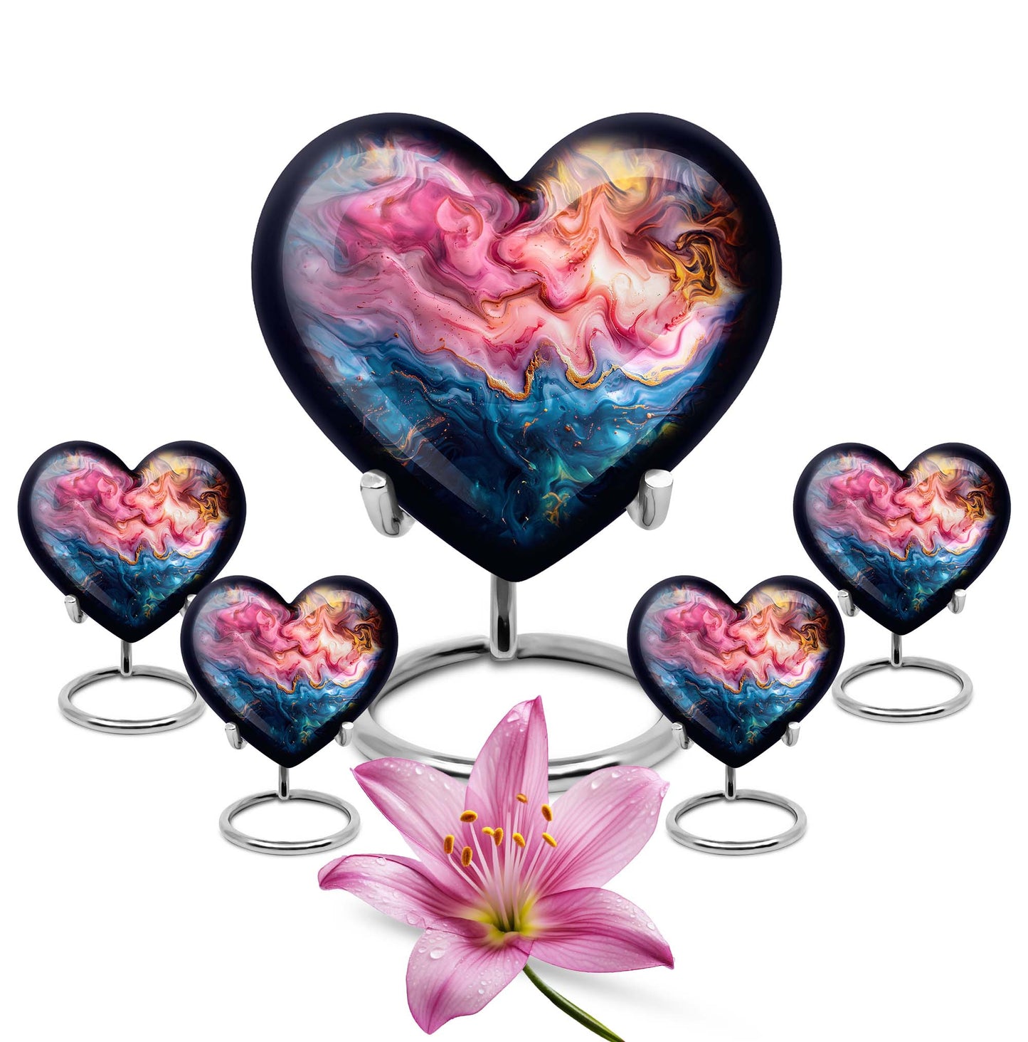 Pink Personalized Marble Cremation Urn for Adult Male - 10-inch, 200 cu in - Yatskia