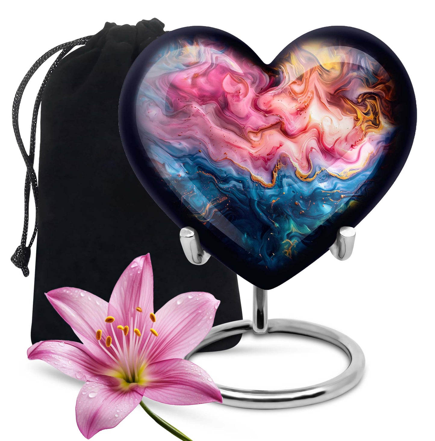 Pink Personalized Marble Cremation Urn for Adult Male - 10-inch, 200 cu in - Yatskia