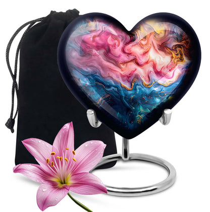 Pink Personalized Marble Cremation Urn for Adult Male - 10-inch, 200 cu in - Yatskia