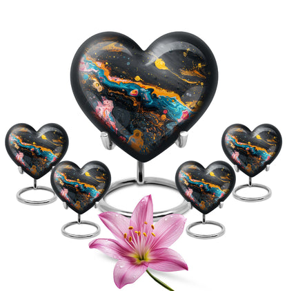 Vibrant Swirl Heart Urn for adult ashes