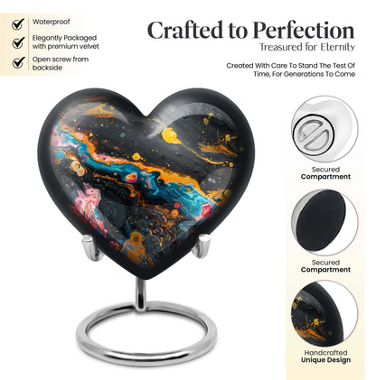 Vibrant Swirl Heart Urn for adult ashes
