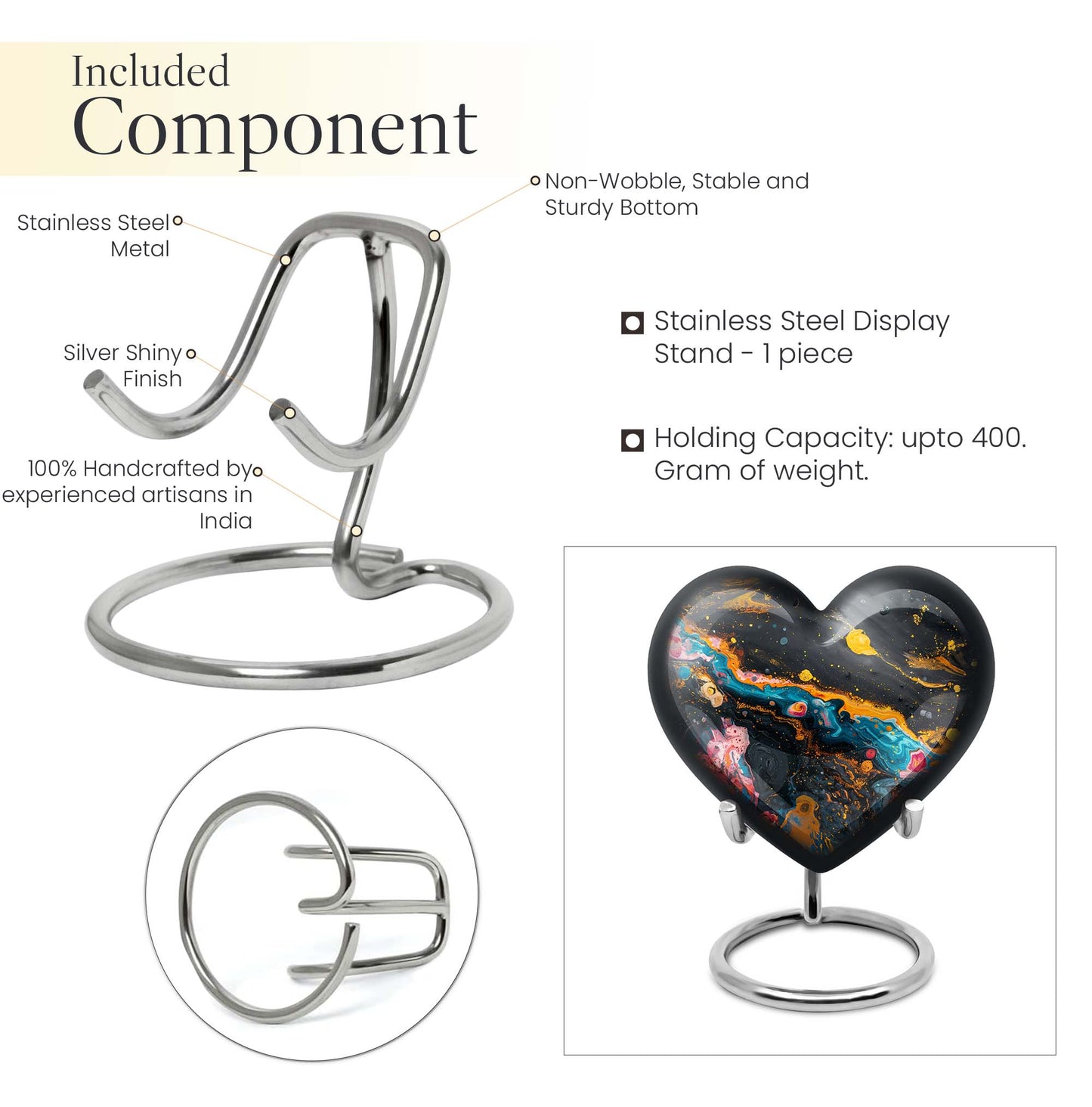 Vibrant Swirl Heart Urn for adult ashes