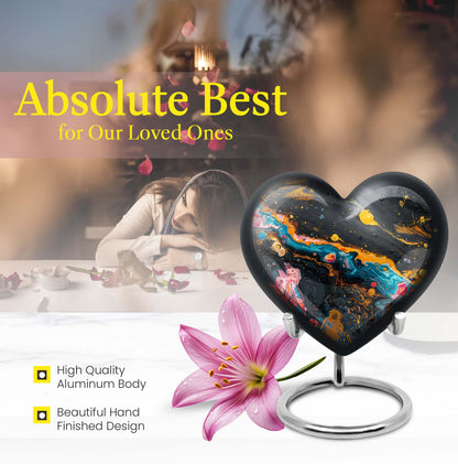 Vibrant Swirl Heart Urn for adult ashes