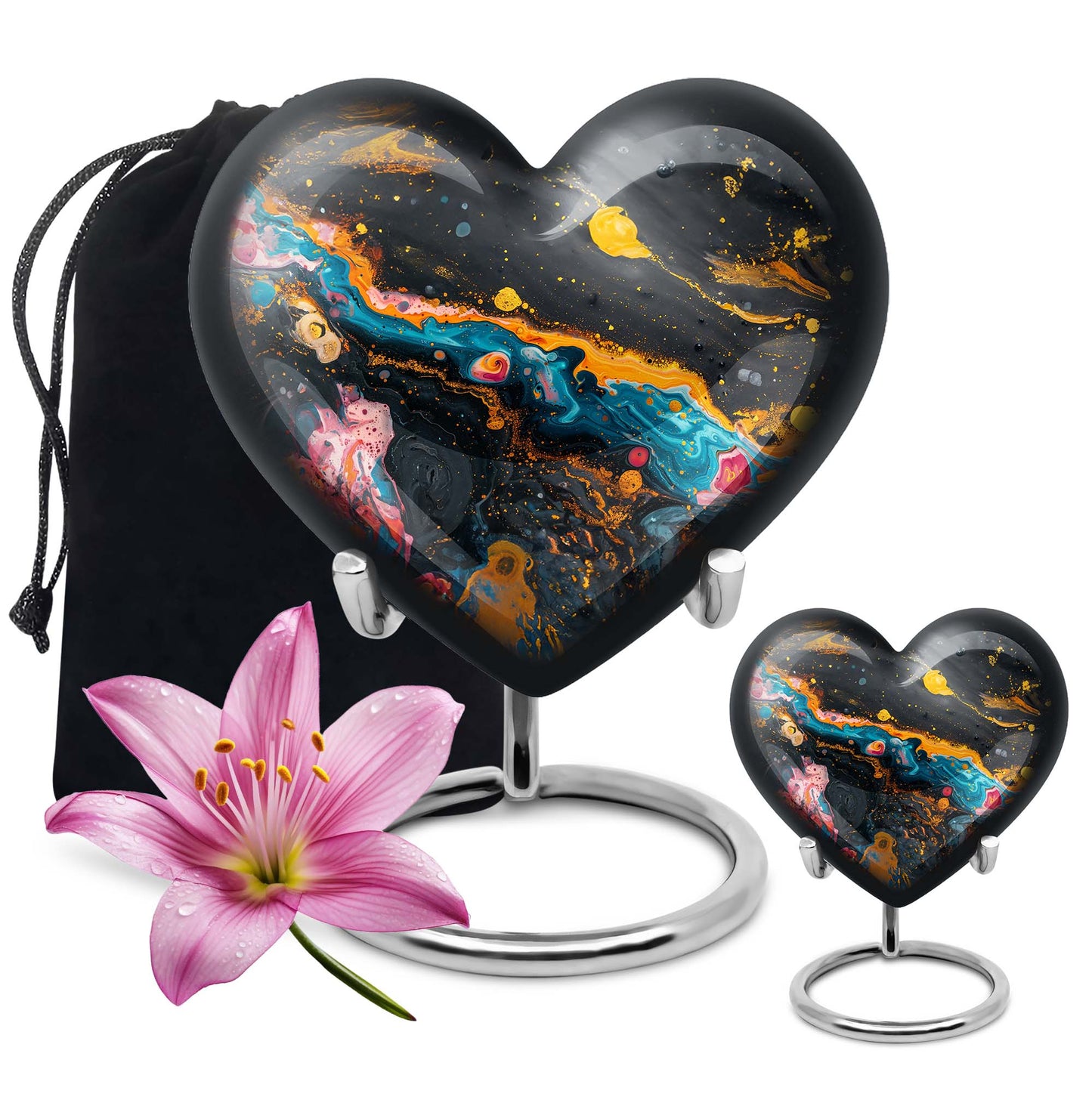 Vibrant Swirl Heart Urn for adult ashes