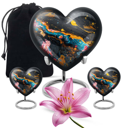 Vibrant Swirl Heart Urn for adult ashes