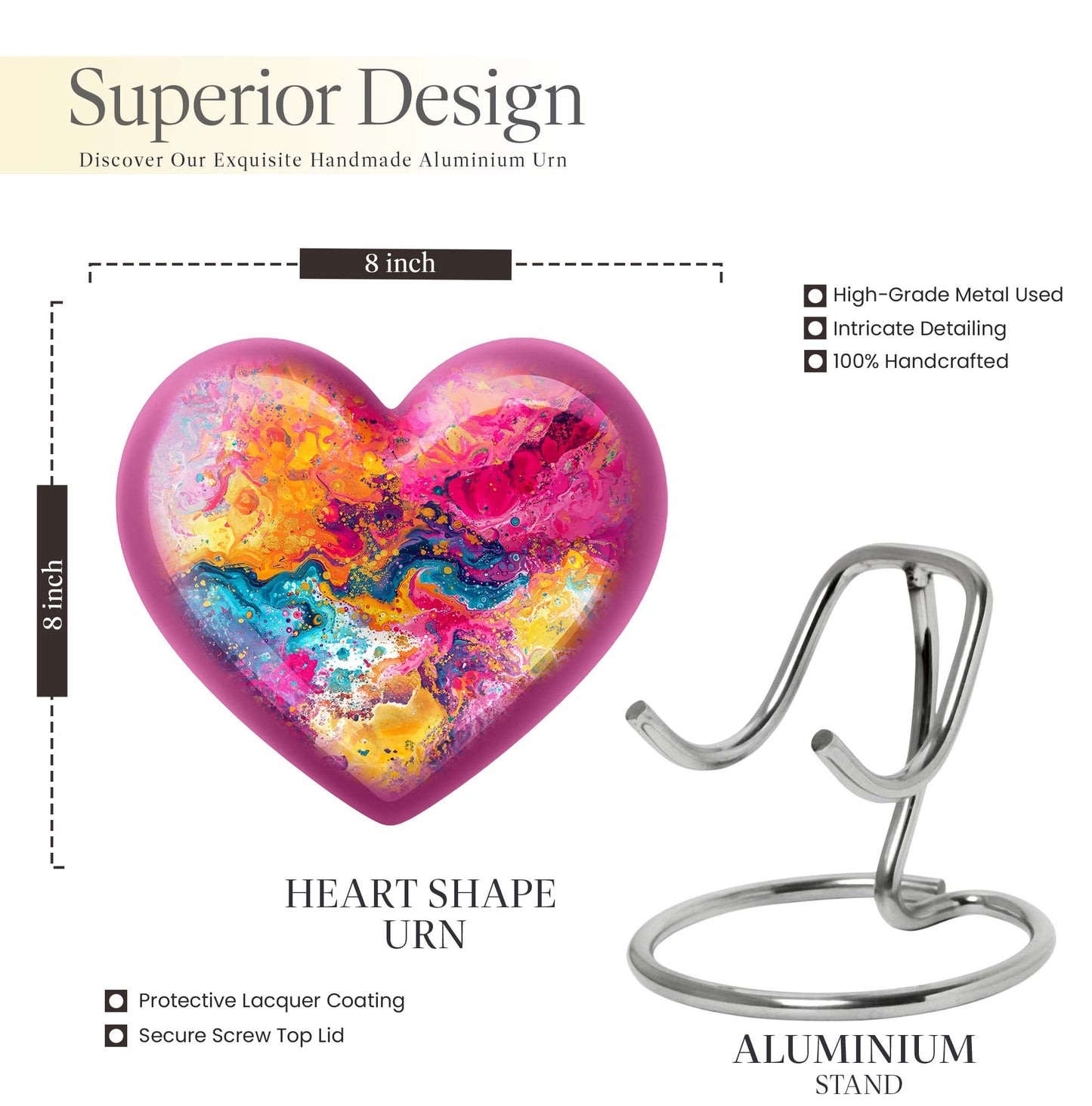 Vibrant Swirl Heart Urn