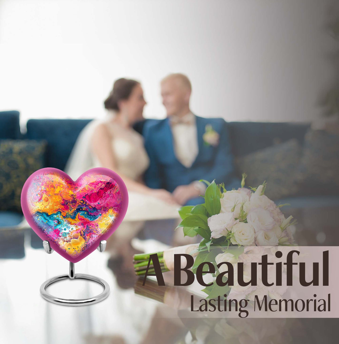 Vibrant Swirl Heart Urn