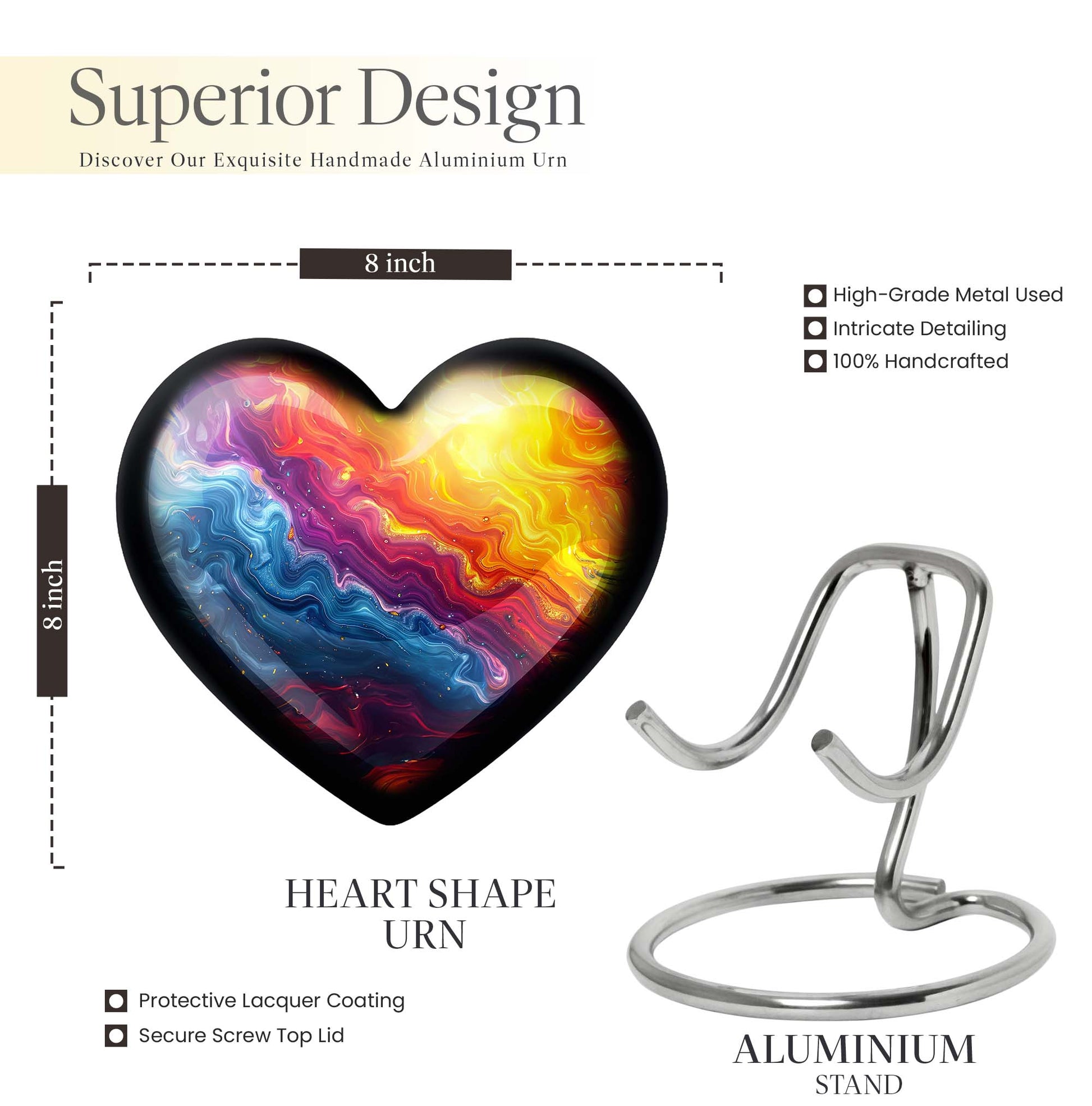 Vibrant Swirl Heart Urn