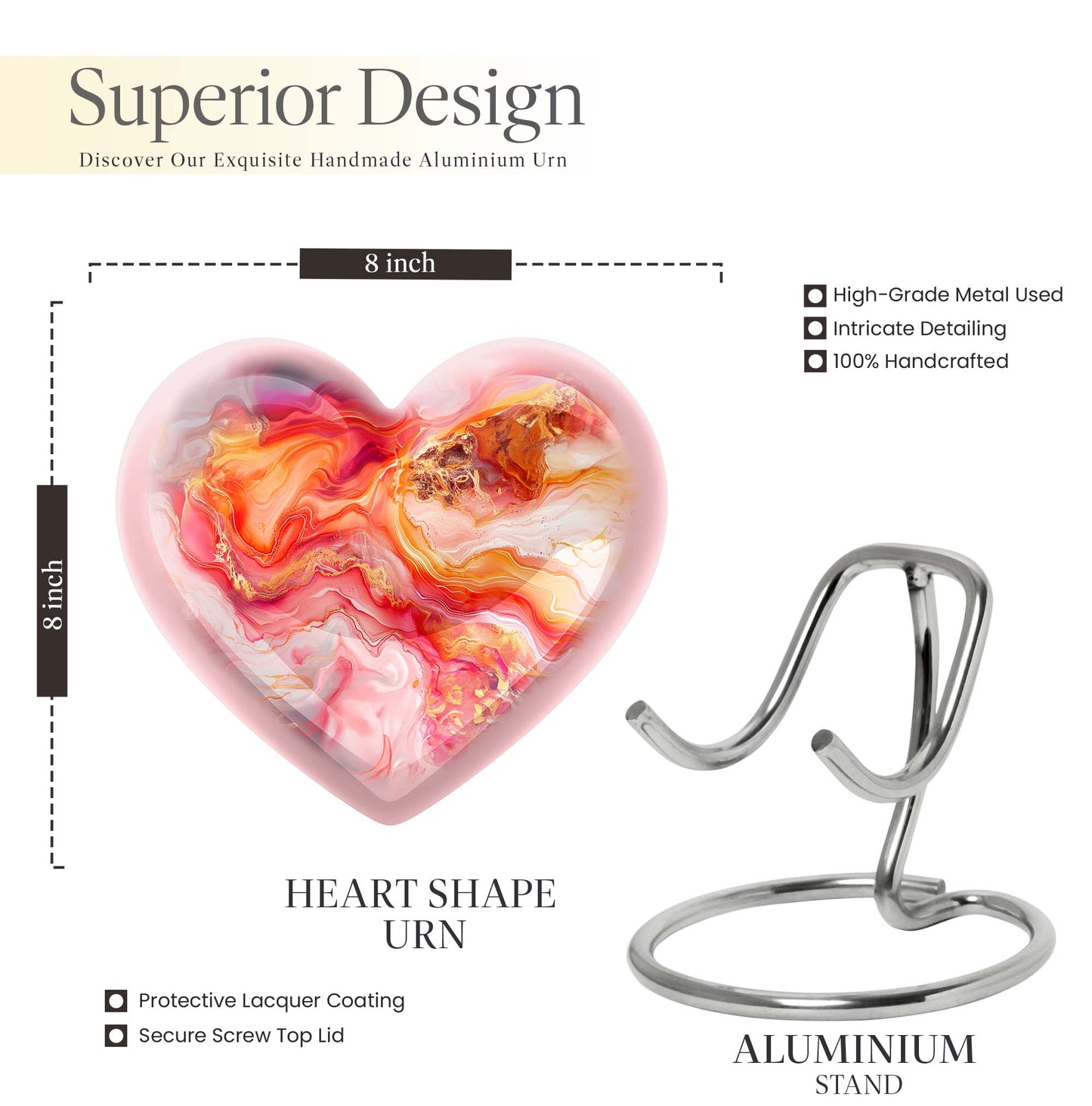 vibrant swirl heart urn