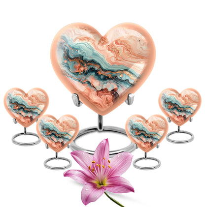 Vibrant Swirl Heart Urn for ashes.