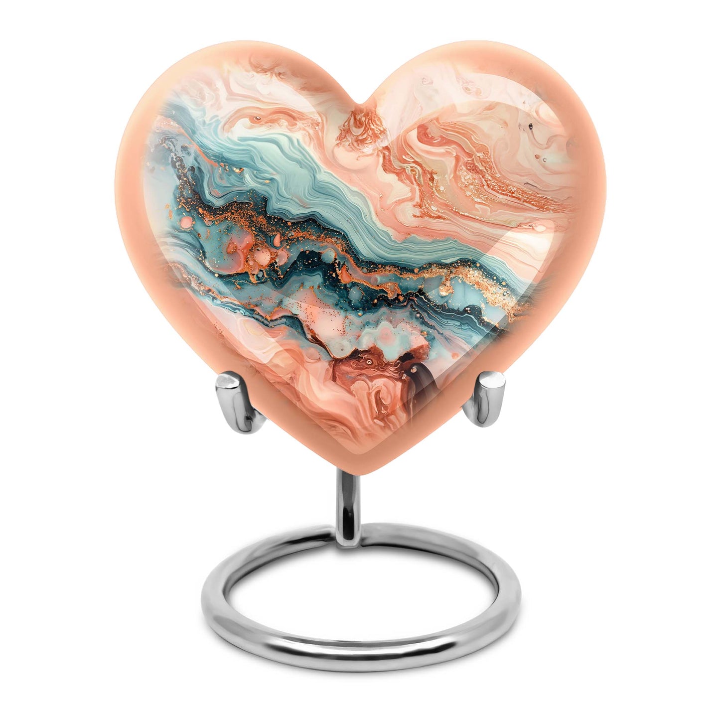 Vibrant Swirl Heart Urn for ashes.