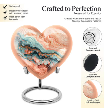 Vibrant Swirl Heart Urn for ashes.