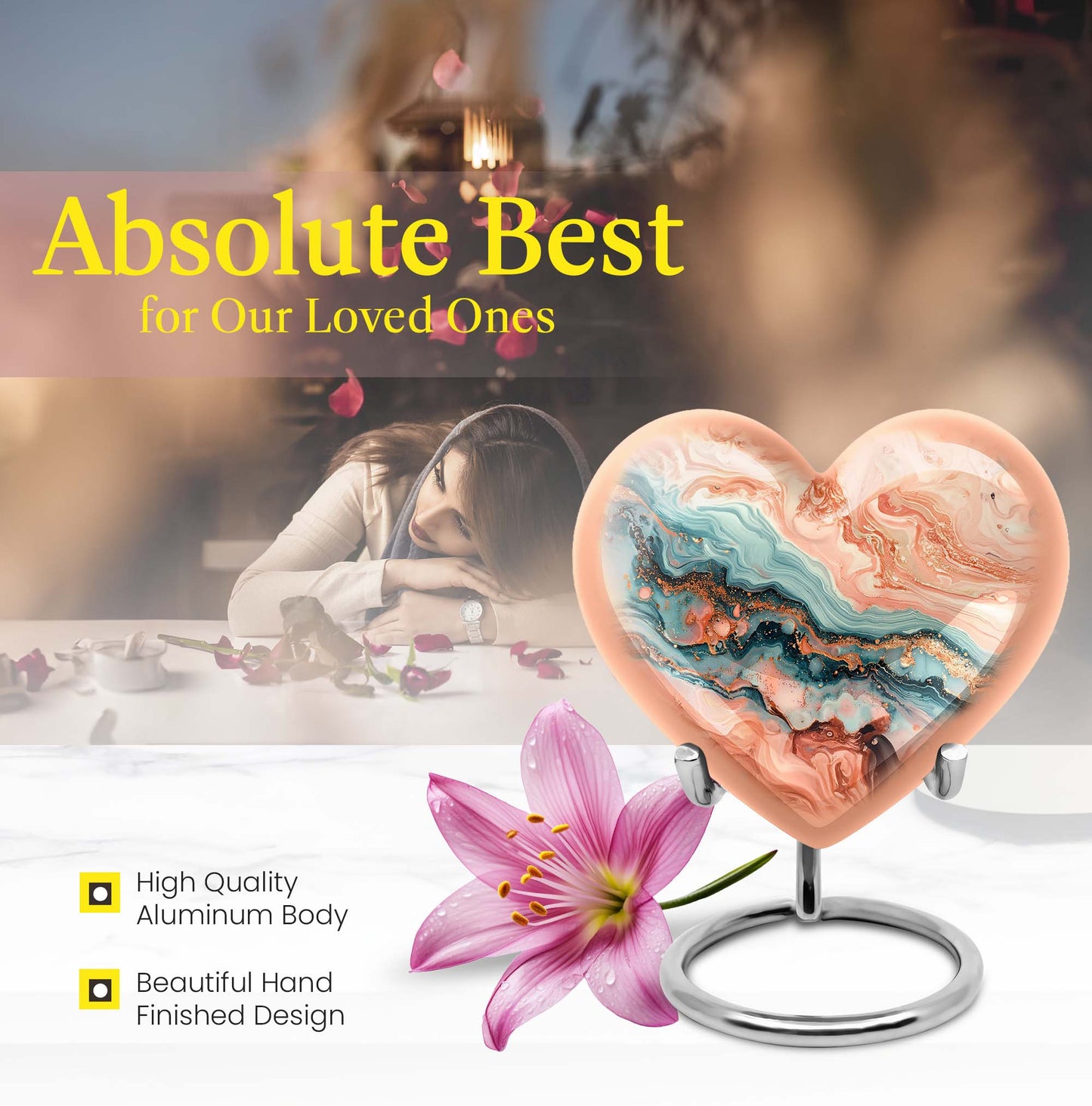 Vibrant Swirl Heart Urn for ashes.