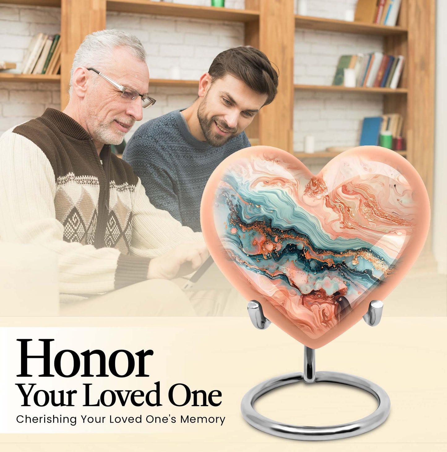 Vibrant Swirl Heart Urn for ashes.