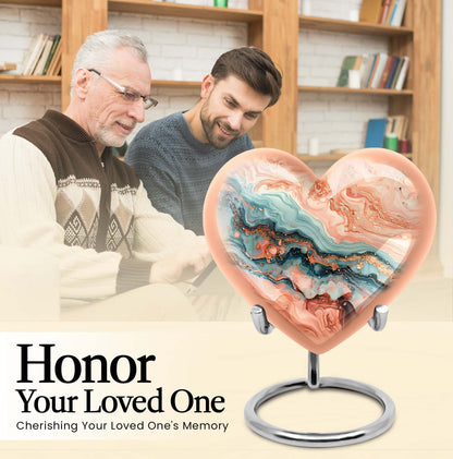 Vibrant Swirl Heart Urn for ashes.