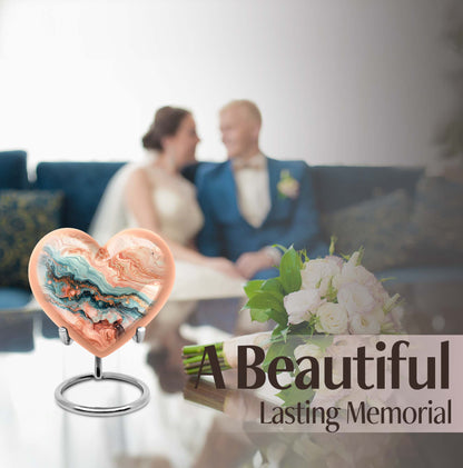 Vibrant Swirl Heart Urn for ashes.