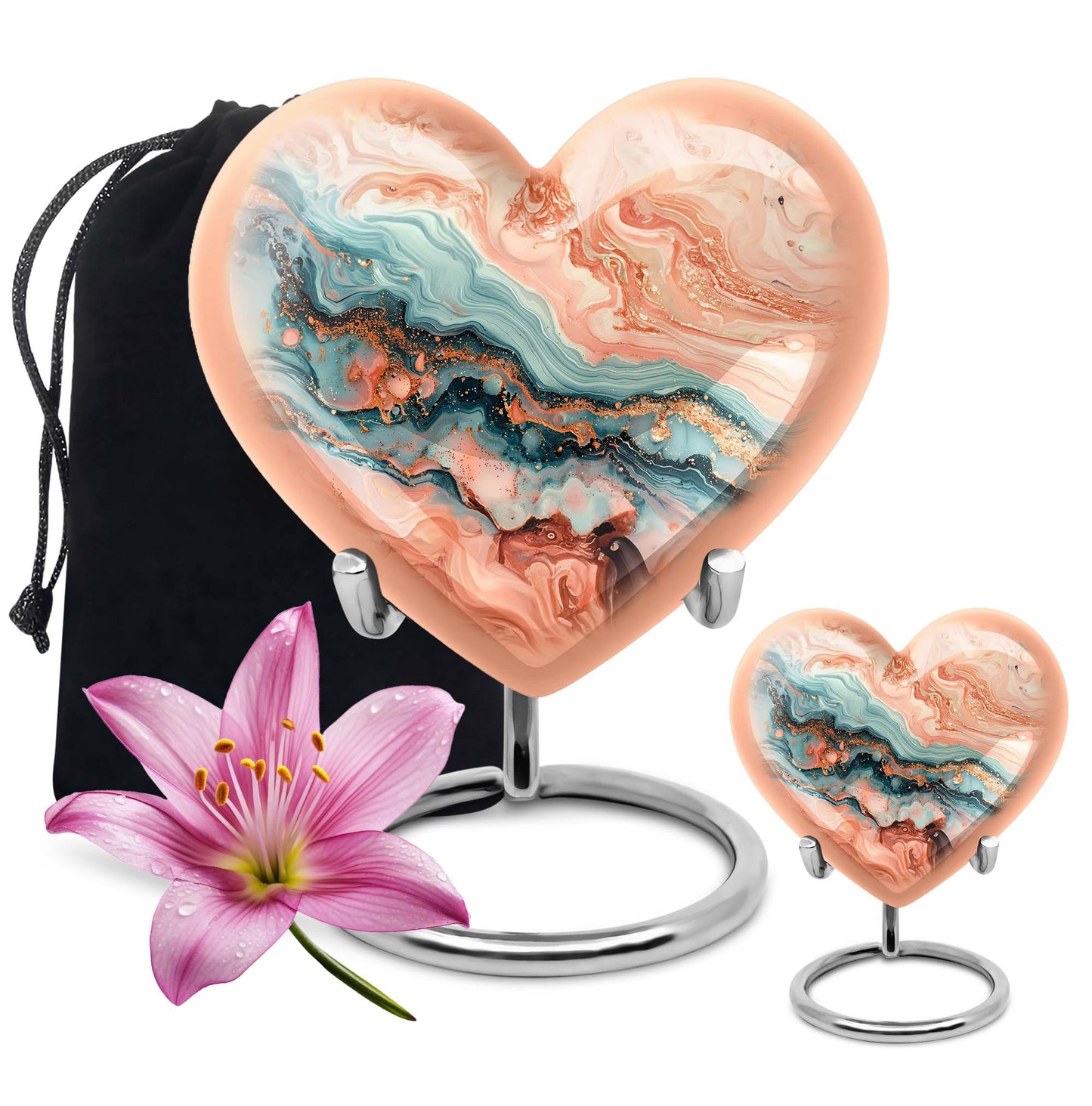 Vibrant Swirl Heart Urn for ashes.