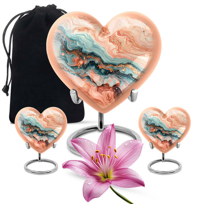 Vibrant Swirl Heart Urn for ashes.