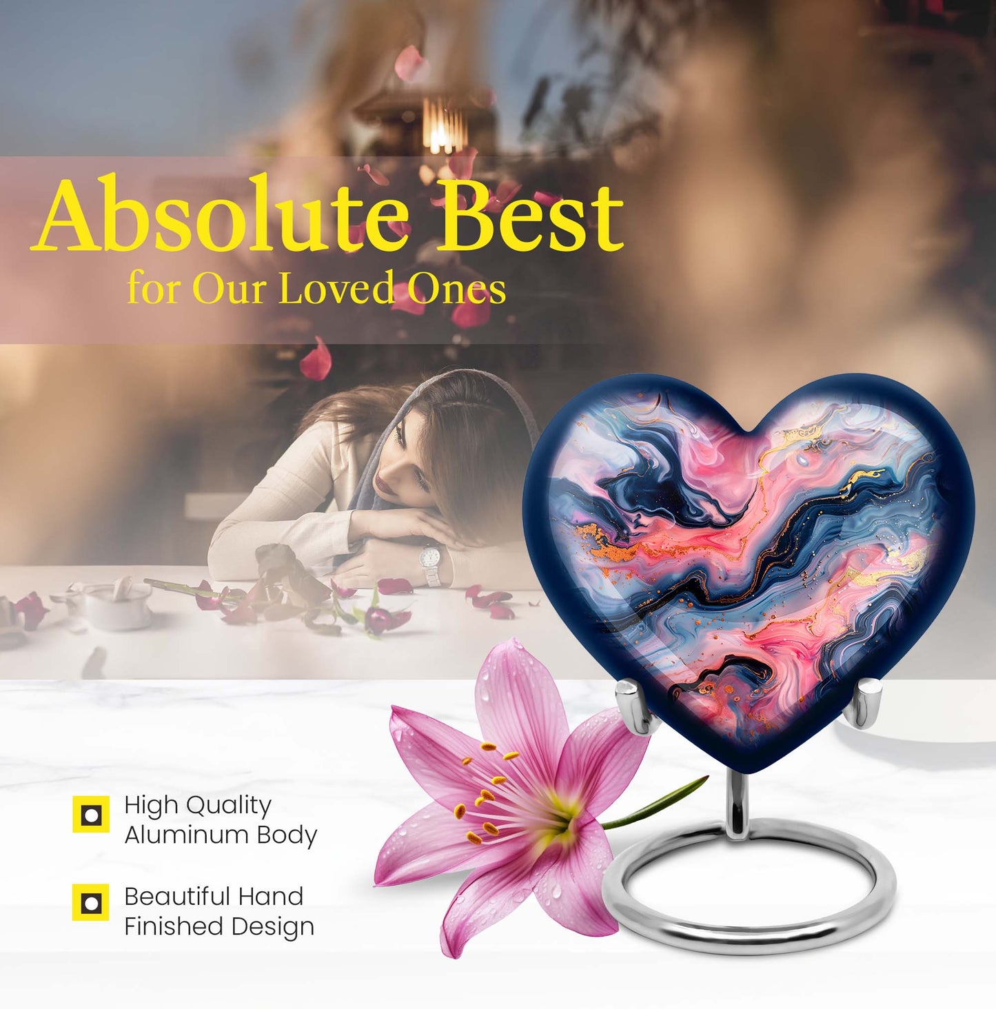 Vibrant Swirl Heart Urn for ashes