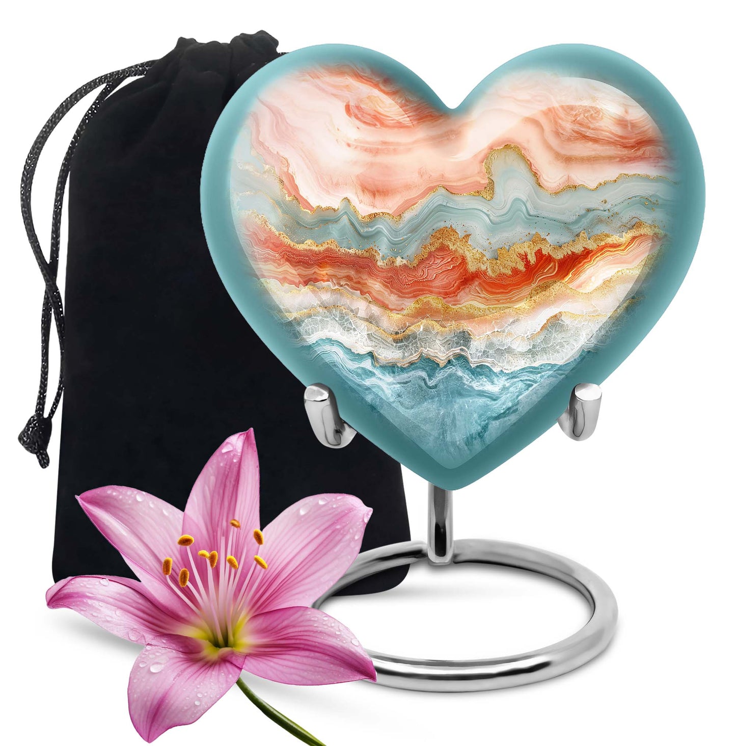 Vibrant Swirl urn with heart design