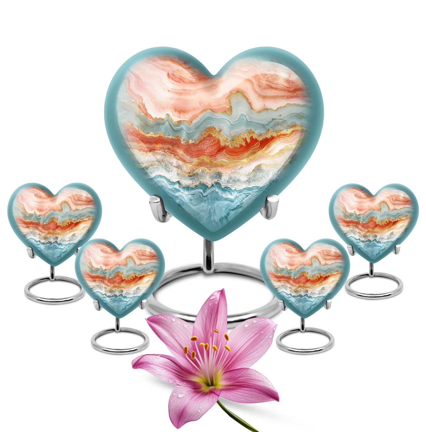 Vibrant Swirl urn with heart design