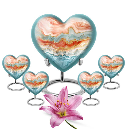 Vibrant Swirl urn with heart design