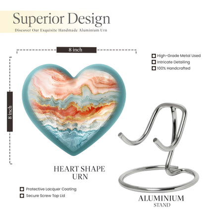 Vibrant Swirl urn with heart design