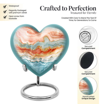 Vibrant Swirl urn with heart design