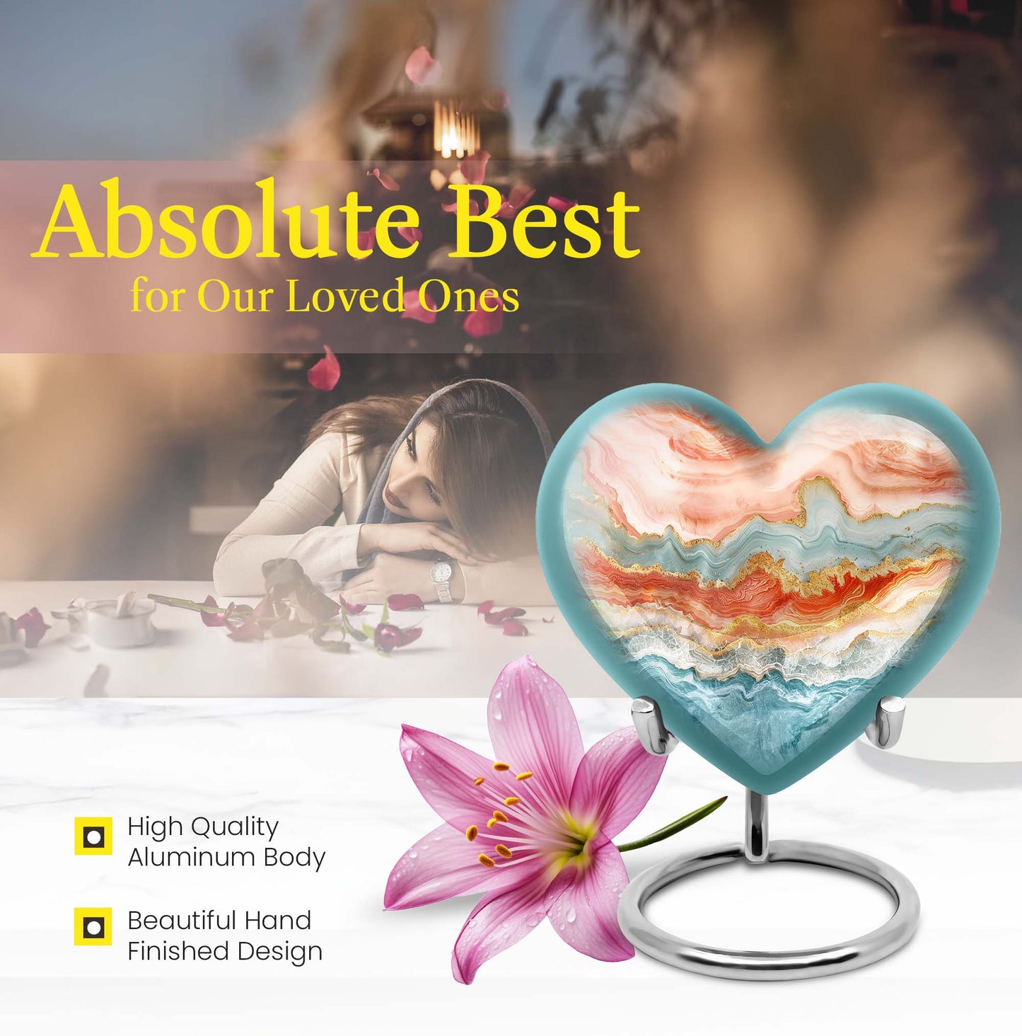 Vibrant Swirl urn with heart design